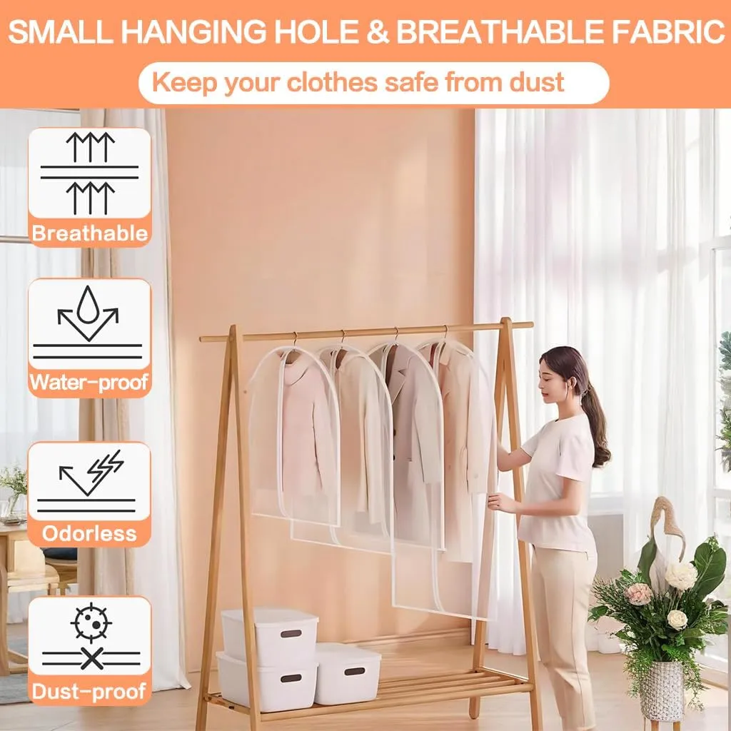 Garment Bags (set of 12) for Closet Storage Plastic Garment Bags Hanging Clothes Cover with Zipper Gown Garment Bag for Long Dresses