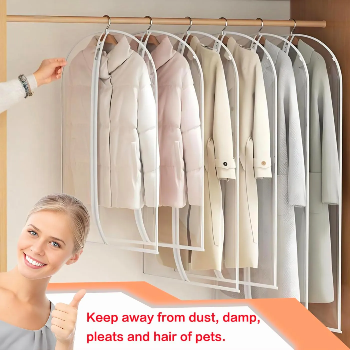 Garment Bags (set of 12) for Closet Storage Plastic Garment Bags Hanging Clothes Cover with Zipper Gown Garment Bag for Long Dresses