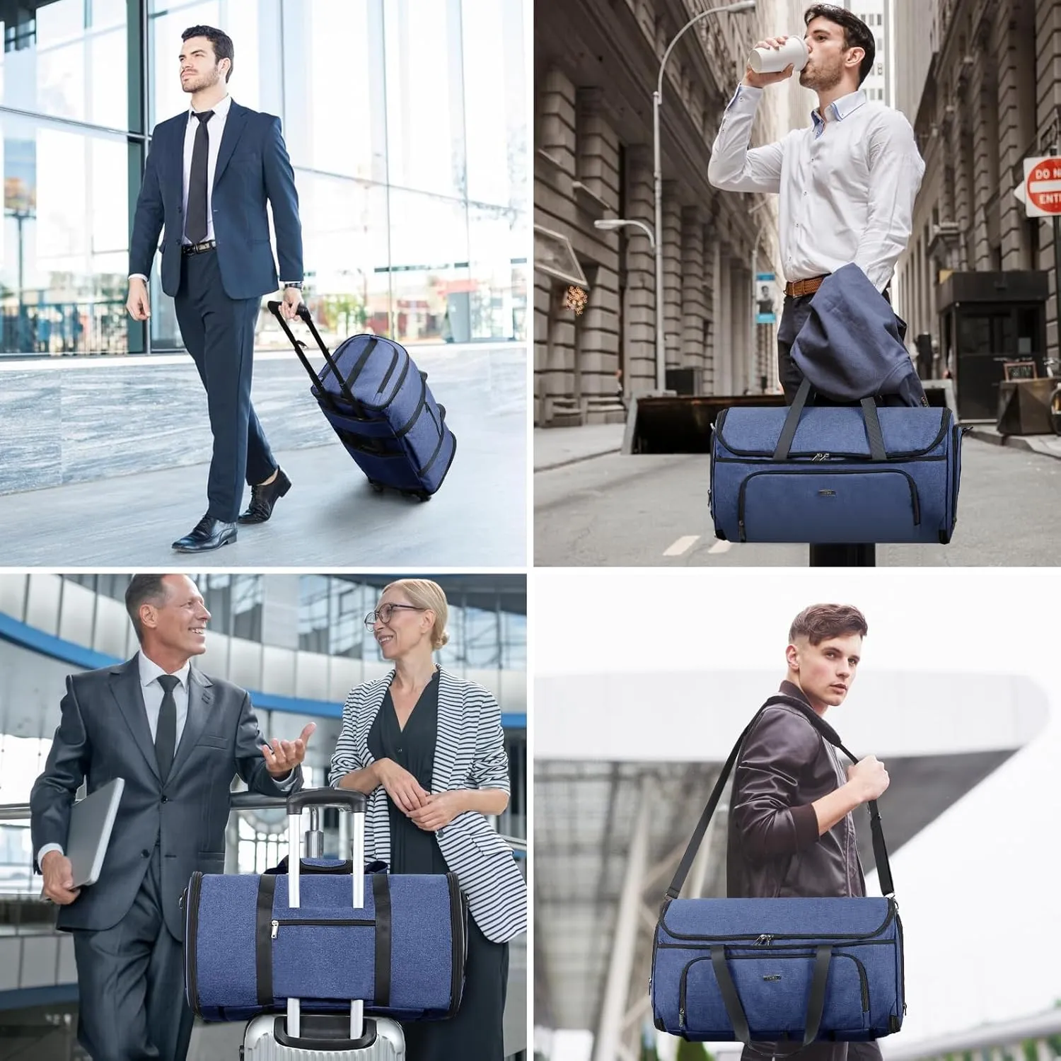 Garment Bags with Wheels, Garment Convertible Weekender Bags, Large Garment Bags for Travel, Duffle Luggage Bag Garment Bag (Blue)