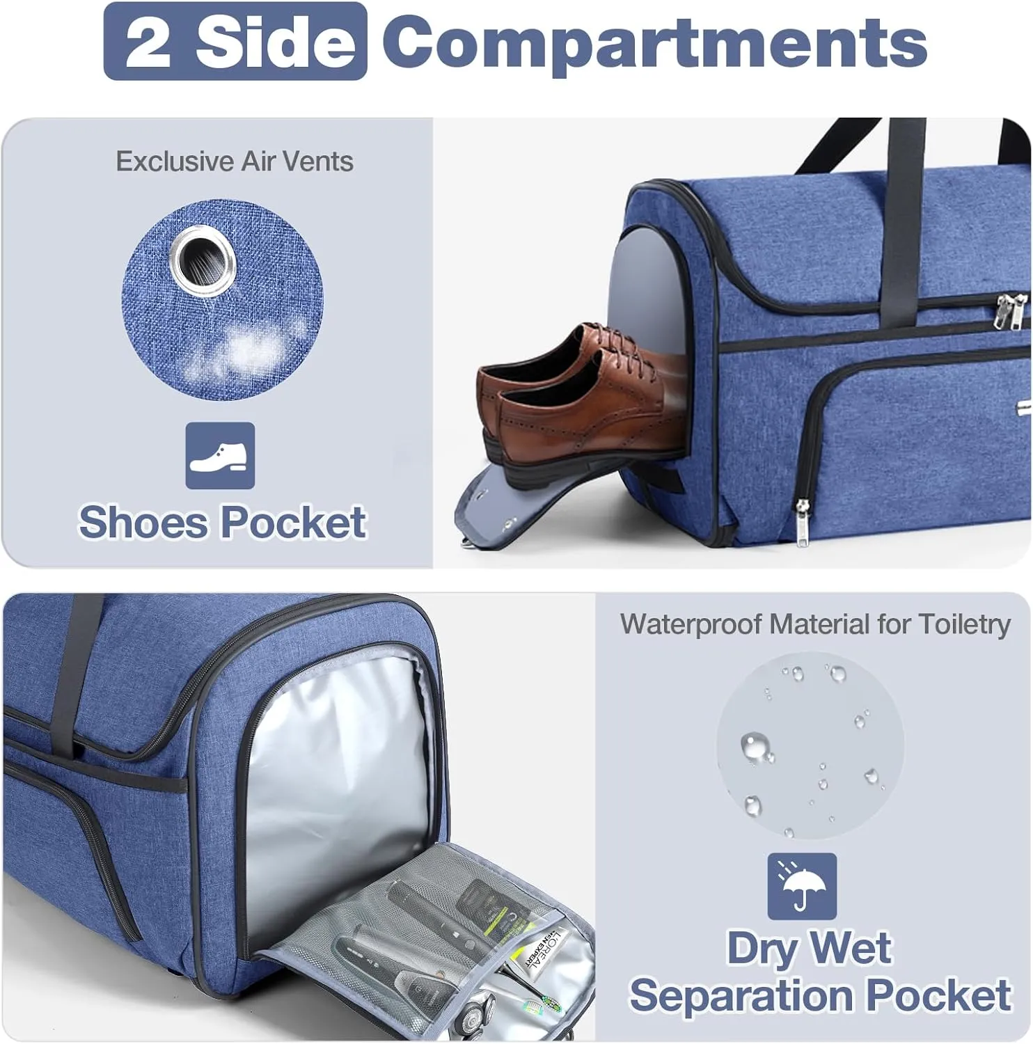 Garment Bags with Wheels, Garment Convertible Weekender Bags, Large Garment Bags for Travel, Duffle Luggage Bag Garment Bag (Blue)