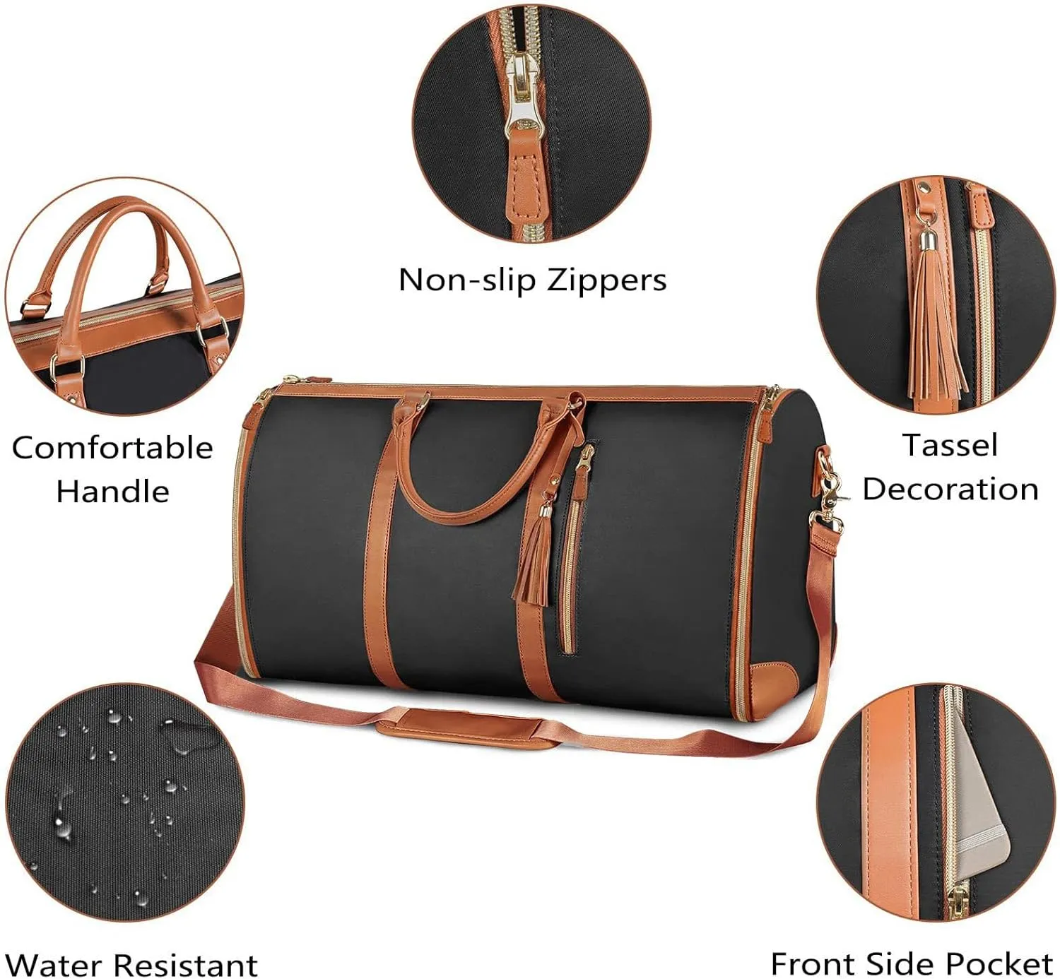 Garment Duffle Bags for Travel,Foldable Garment Duffle Bag,2 in 1 Travel Suit Duffel Bag with Detachable Shoulder Strap for Gift-Black