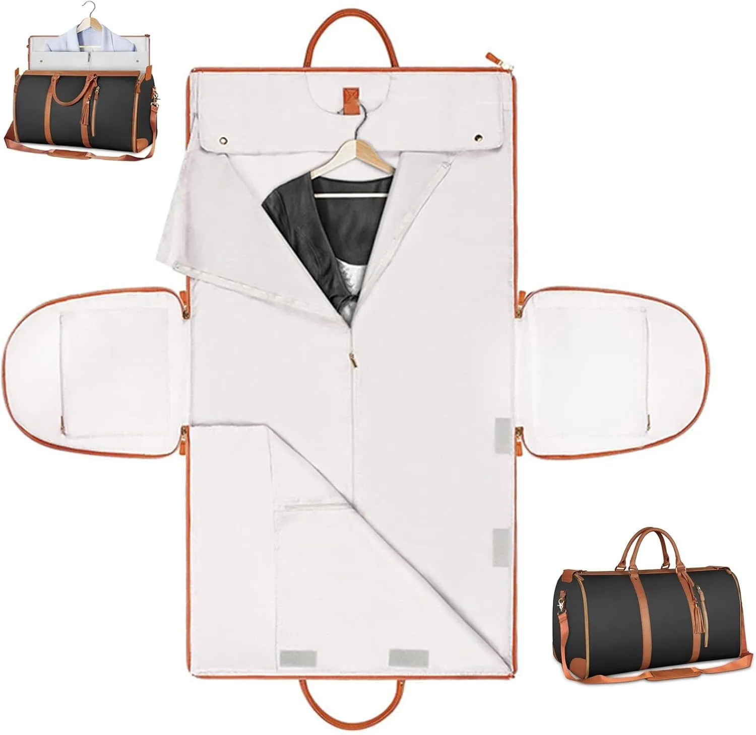 Garment Duffle Bags for Travel,Foldable Garment Duffle Bag,2 in 1 Travel Suit Duffel Bag with Detachable Shoulder Strap for Gift-Black