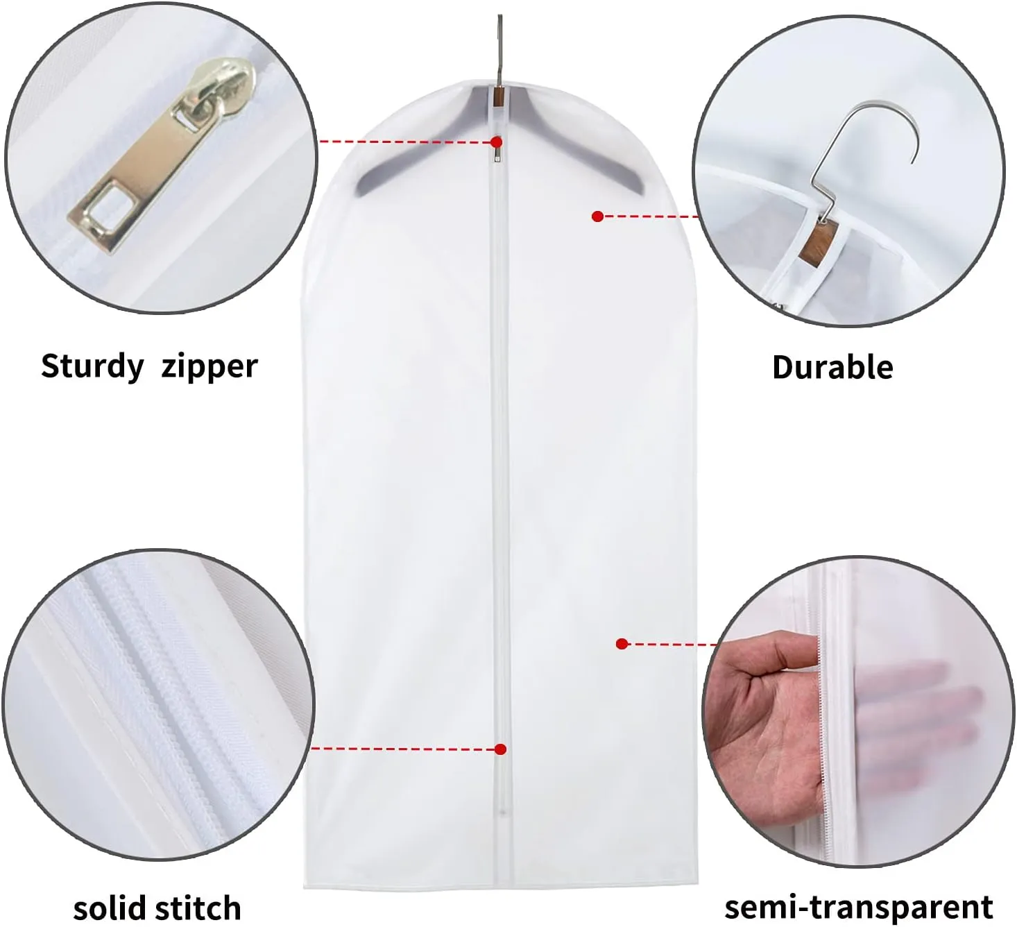 Garment storage clothing bags - 60 inch PEVA garment covers dust proof clothes bags closet storage bags set for 12pcs with Mesh Laundry Bag Included