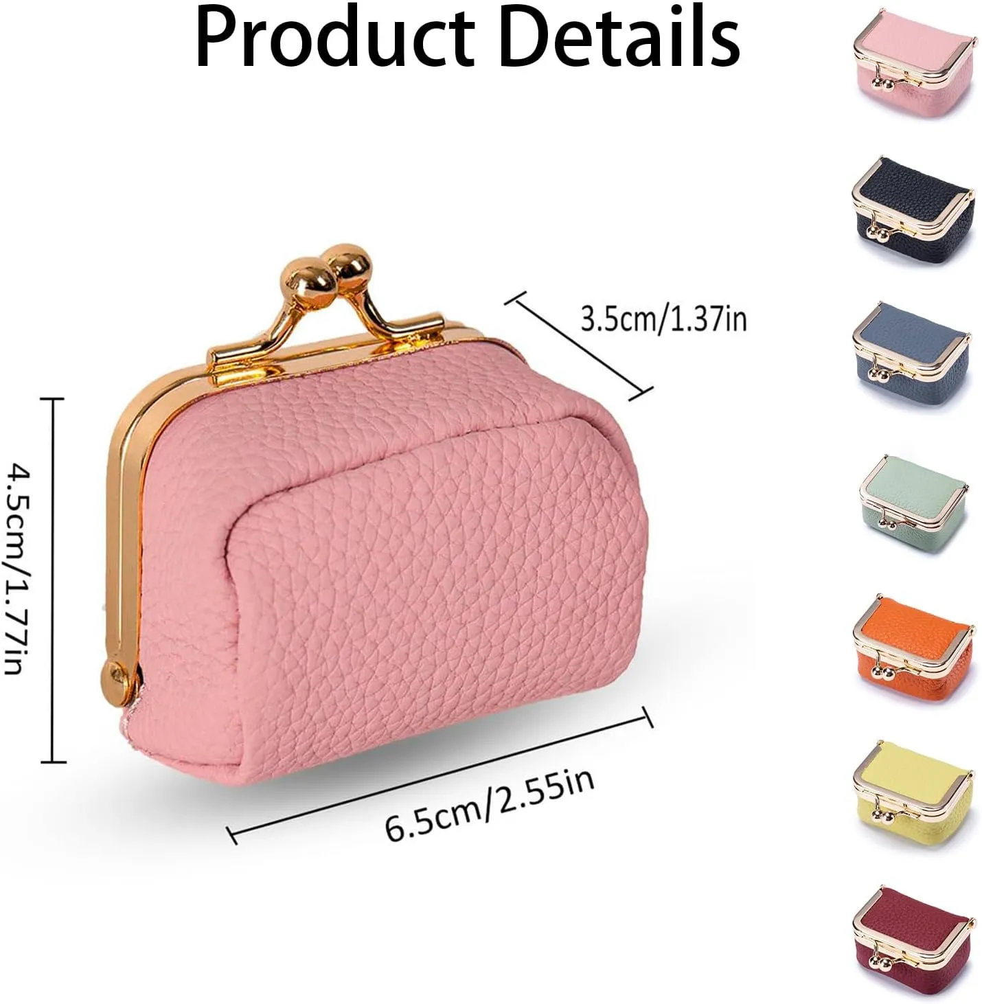 Genuine Leather Mini Jewelry Box, Jewelry Case Kiss Lock, Genuine Leather Mini Coin Purse, Travel Ring Box for Women for Earring/Ring/Necklace/Bracele (2pcs-E)