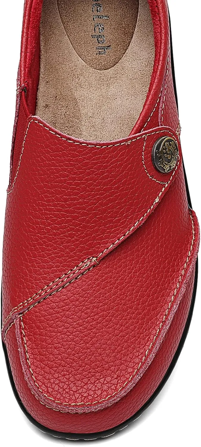 Geoeleph Women's Loafers Casual Slip-Ons Comfort Walking Flats Leather Driving Moccasins