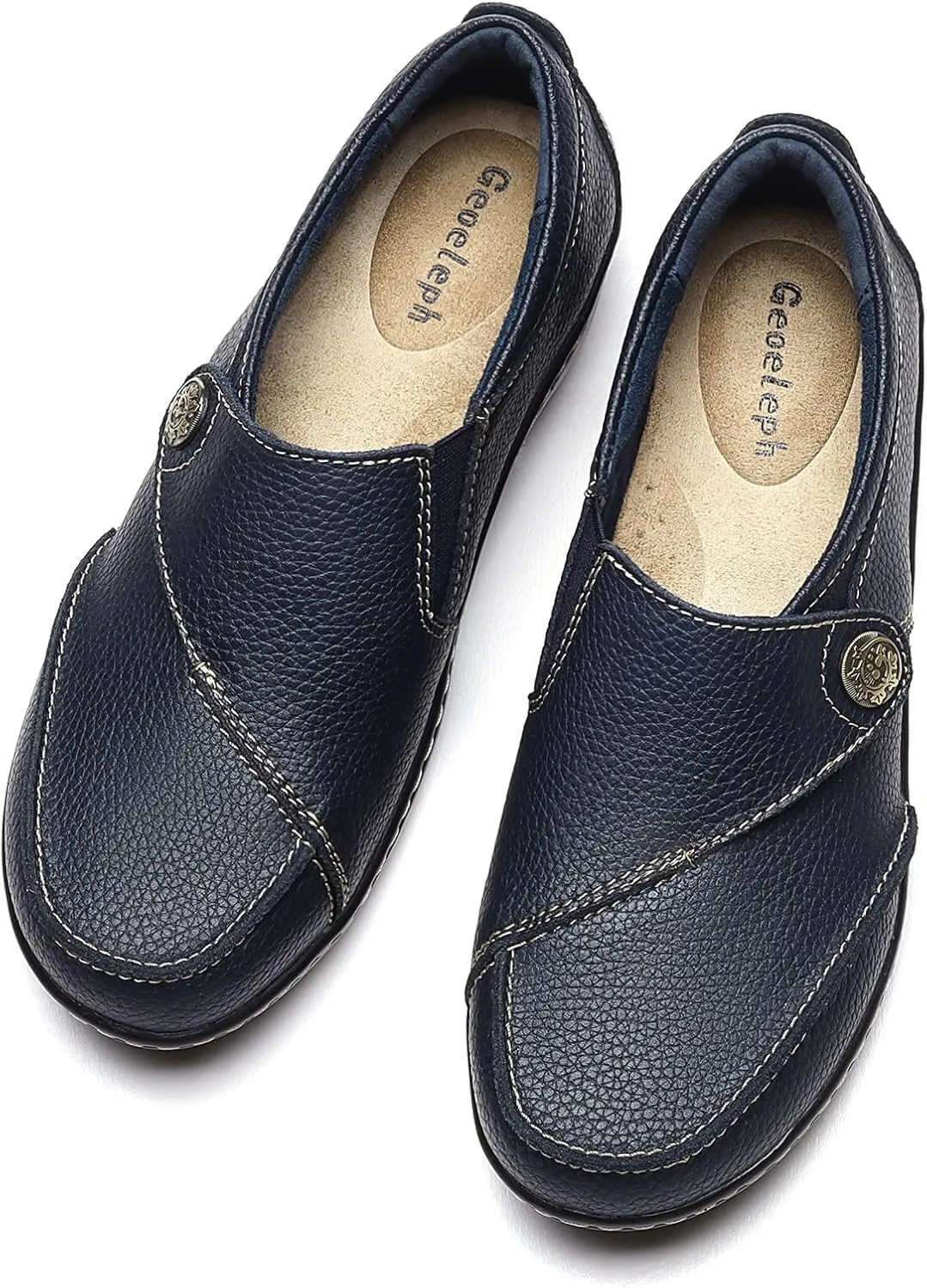 Geoeleph Women's Loafers Casual Slip-Ons Comfort Walking Flats Leather Driving Moccasins