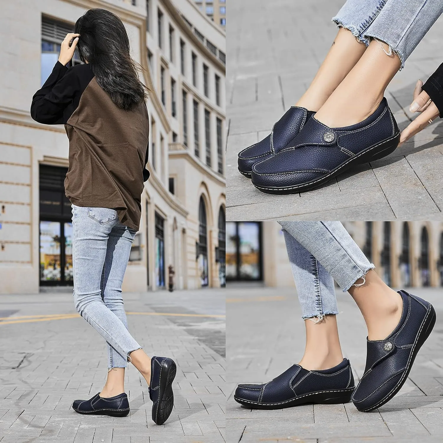 Geoeleph Women's Loafers Casual Slip-Ons Comfort Walking Flats Leather Driving Moccasins