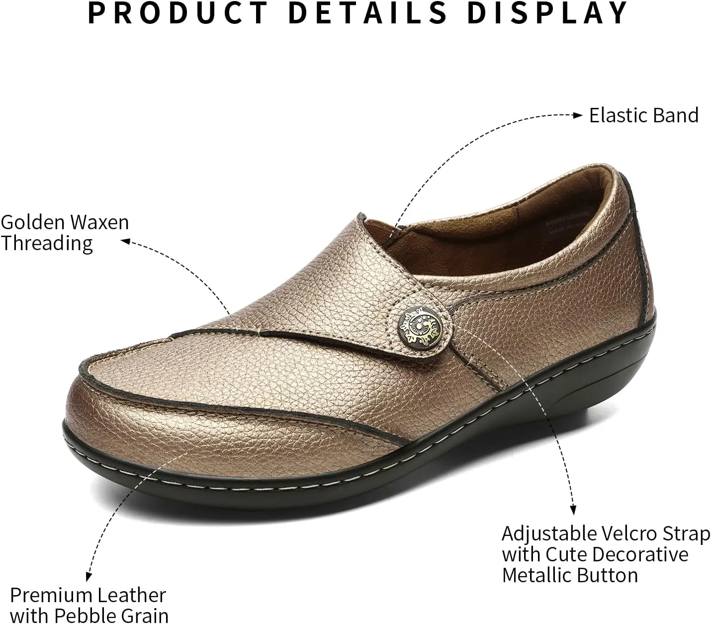 Geoeleph Women's Loafers Casual Slip-Ons Comfort Walking Flats Leather Driving Moccasins