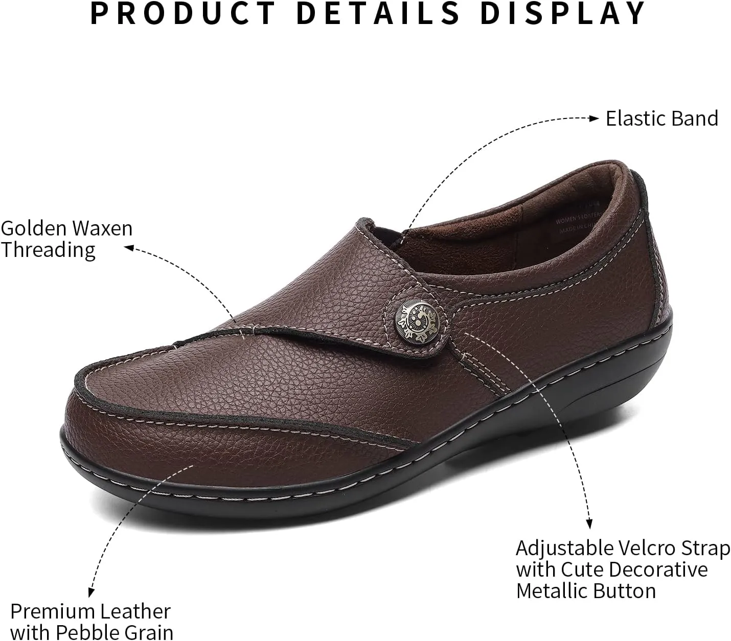 Geoeleph Women's Loafers Casual Slip-Ons Comfort Walking Flats Leather Driving Moccasins