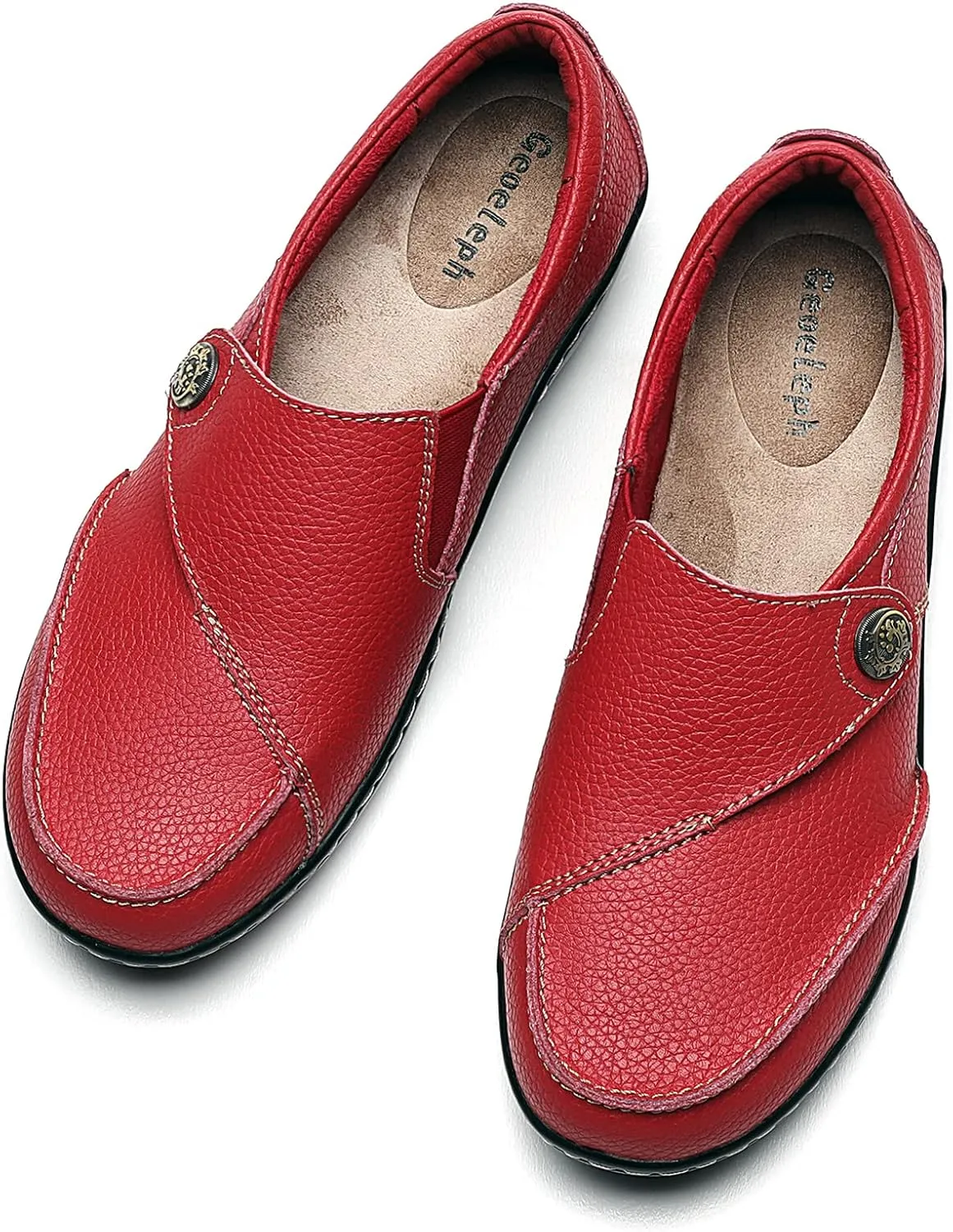 Geoeleph Women's Loafers Casual Slip-Ons Comfort Walking Flats Leather Driving Moccasins