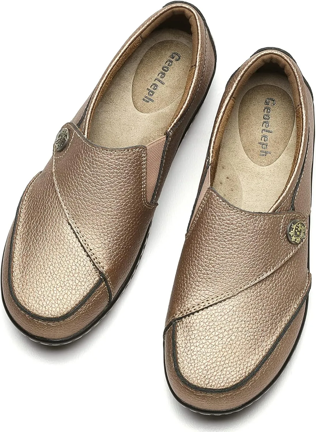 Geoeleph Women's Loafers Casual Slip-Ons Comfort Walking Flats Leather Driving Moccasins