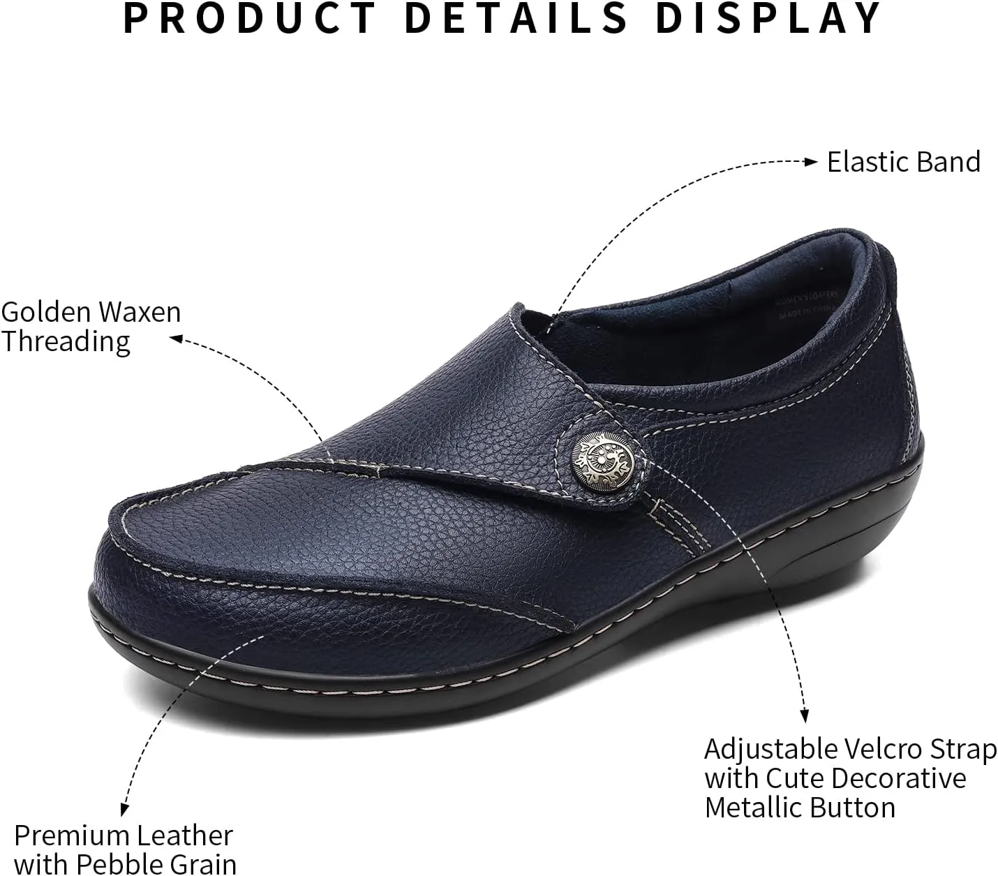 Geoeleph Women's Loafers Casual Slip-Ons Comfort Walking Flats Leather Driving Moccasins
