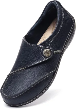Geoeleph Women's Loafers Casual Slip-Ons Comfort Walking Flats Leather Driving Moccasins