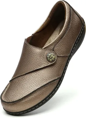 Geoeleph Women's Loafers Casual Slip-Ons Comfort Walking Flats Leather Driving Moccasins