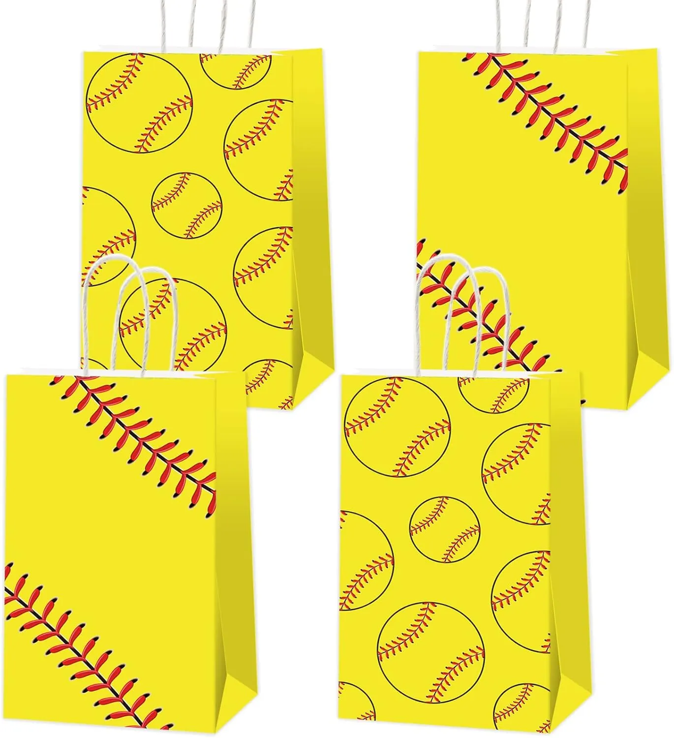 gisgfim 16 Pcs Softball Party Treat Bags Favor Softball Goodie Treat Bags Softball Present Bags Kraft for Sport Softball Theme Birthday Party Decorations Supplies