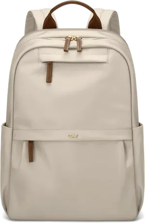 GOLF SUPAGS Laptop Backpack for Women Work Travel Backpacks Computer Bag Casual Daypack Fits 14 Inch Notebook (Apricot)