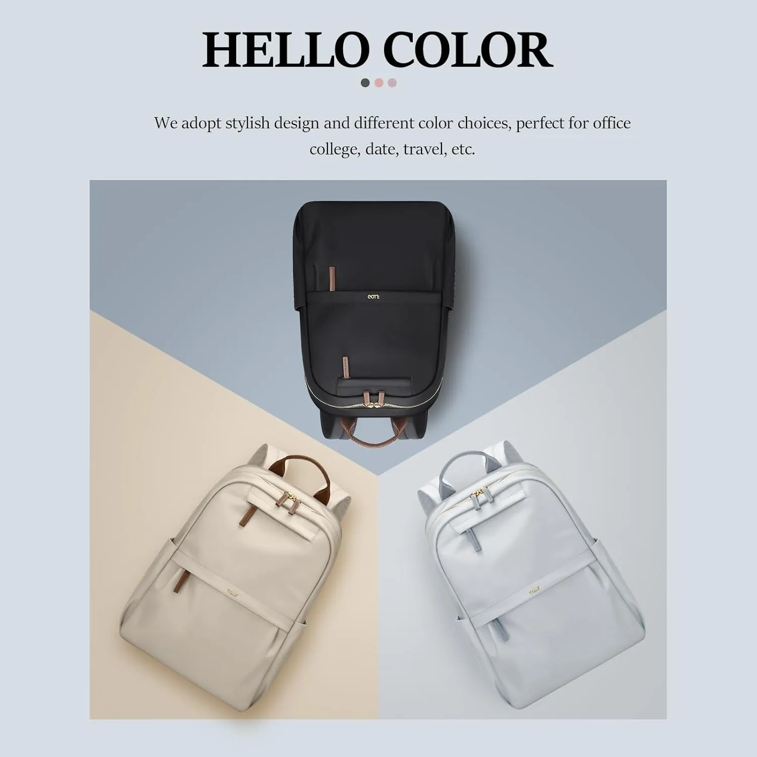 GOLF SUPAGS Laptop Backpack for Women Work Travel Backpacks Computer Bag Casual Daypack Fits 14 Inch Notebook (Apricot)