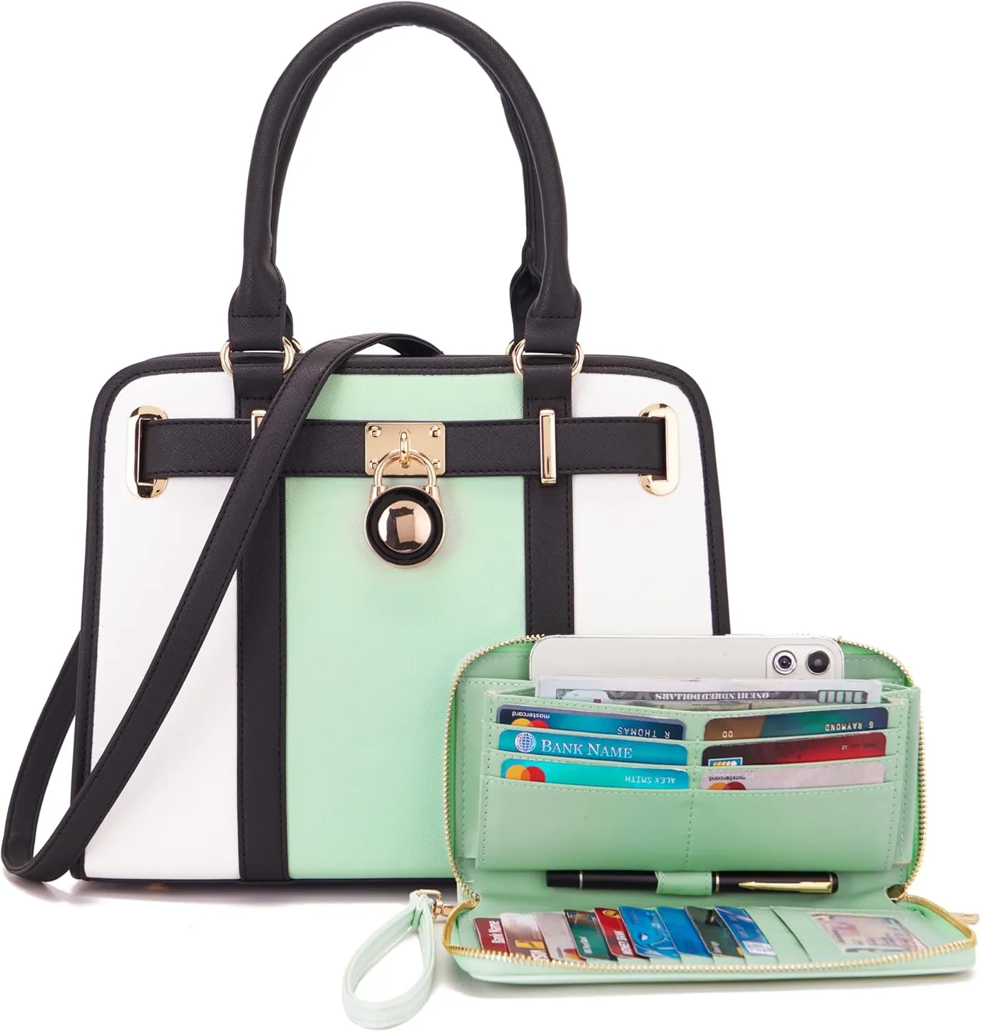 Handbags Sets For Women Shoulder Bags Top Handle Work Satchel Tote Purses Set With Matching Wallet 2pcs