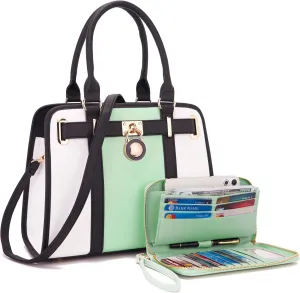 Handbags Sets For Women Shoulder Bags Top Handle Work Satchel Tote Purses Set With Matching Wallet 2pcs