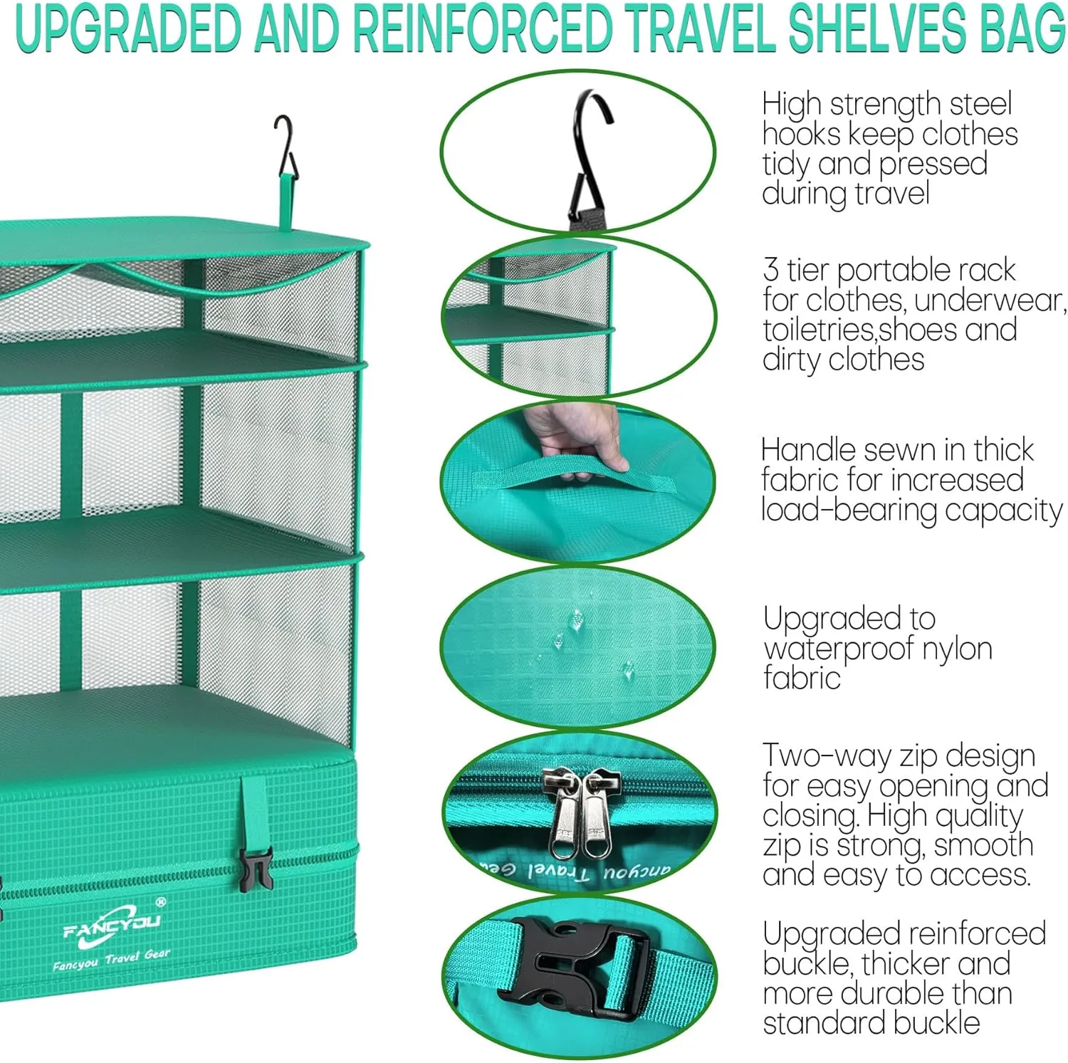Hanging Packing Cubes for Suitcase Organizer Bags, Upgraded Nylon Fabric Portable Closet 17 * 12 * 24in, Compression Packing and Unpacking In One Step for Business Travel Essentials