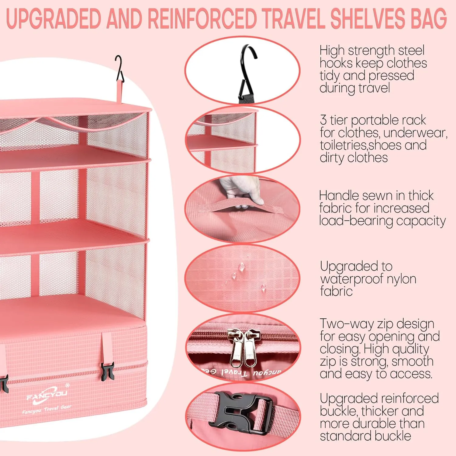 Hanging Packing Cubes for Suitcase Organizer Bags, Upgraded Nylon Fabric Portable Closet 17 * 12 * 24in, Compression Packing and Unpacking In One Step for Business Travel Essentials