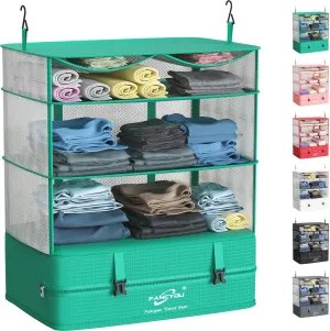 Hanging Packing Cubes for Suitcase Organizer Bags, Upgraded Nylon Fabric Portable Closet 17 * 12 * 24in, Compression Packing and Unpacking In One Step for Business Travel Essentials