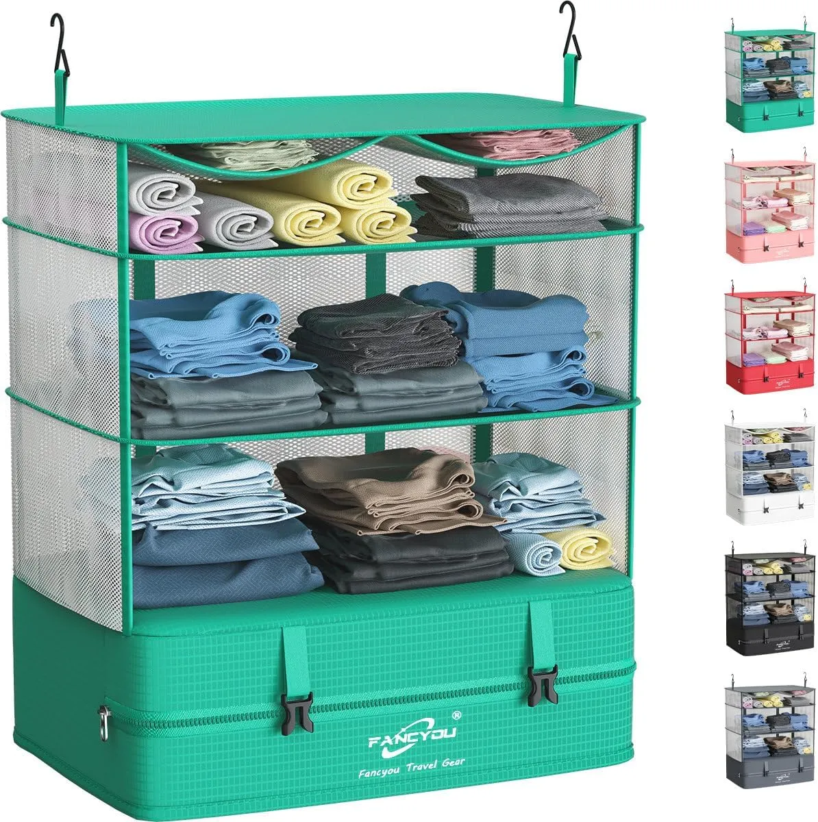 Hanging Packing Cubes for Suitcase Organizer Bags, Upgraded Nylon Fabric Portable Closet 17 * 12 * 24in, Compression Packing and Unpacking In One Step for Business Travel Essentials