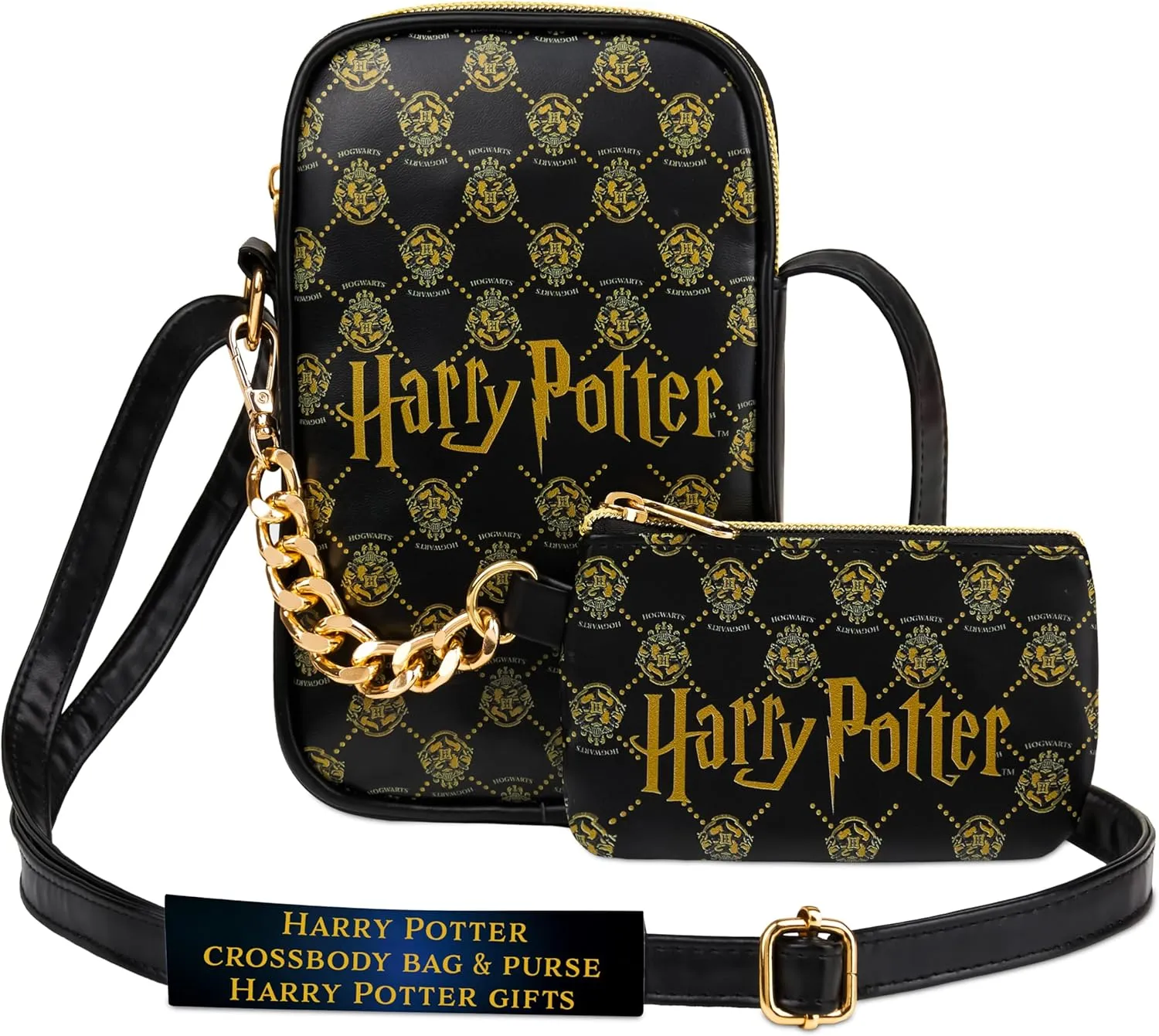 Harry Potter Purse for Girls Teens Women Shoulder Bag with Coin Purse Crossbody Bag Handbag for Shopping Days Out Girls Gift (Black Harry Potter)