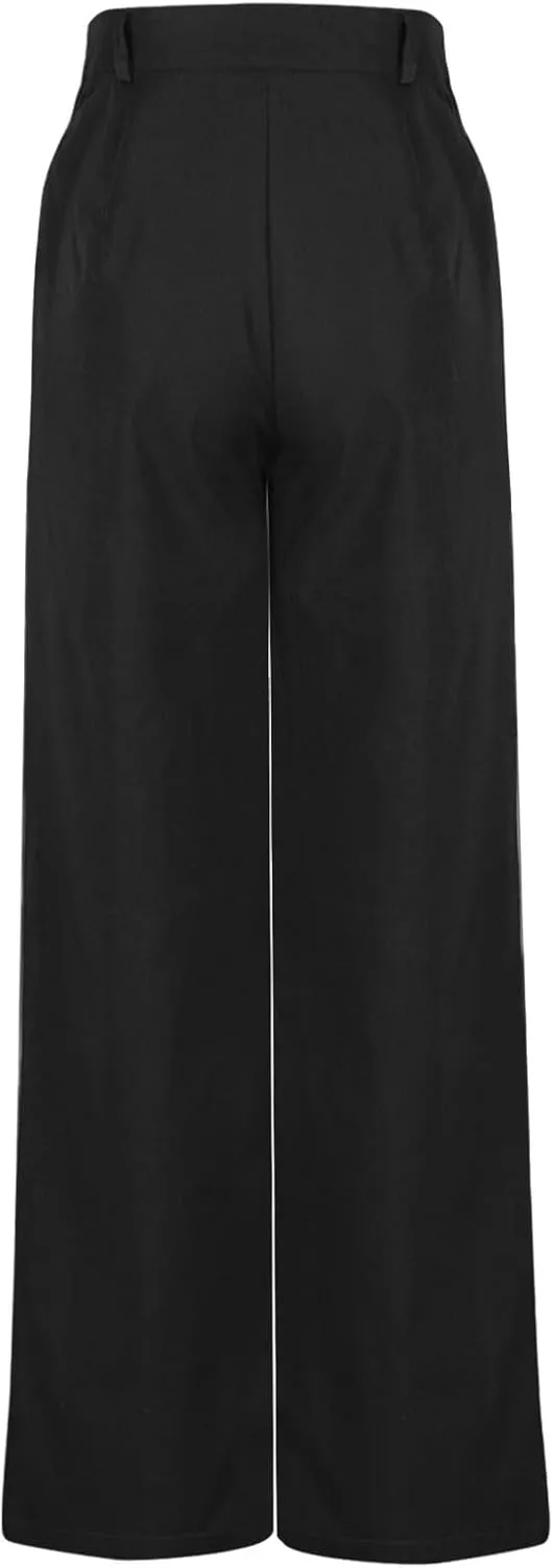 HGps8w Asymmetrical Dress Pants for Women High Waisted Chic Irregular Tailored Design Business Casual Long Work Trousers