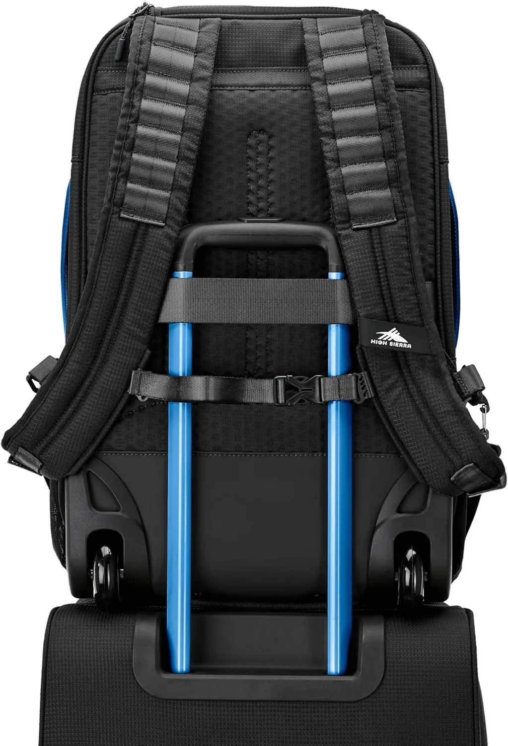 High Sierra Hi-Life 3-in-1 Convertible Wheeled Backpack-Removable Daypack, Stack-It Strap, Adjustable Handle, Black/Blue