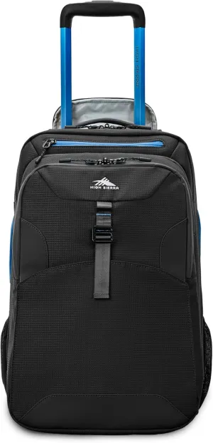 High Sierra Hi-Life 3-in-1 Convertible Wheeled Backpack-Removable Daypack, Stack-It Strap, Adjustable Handle, Black/Blue