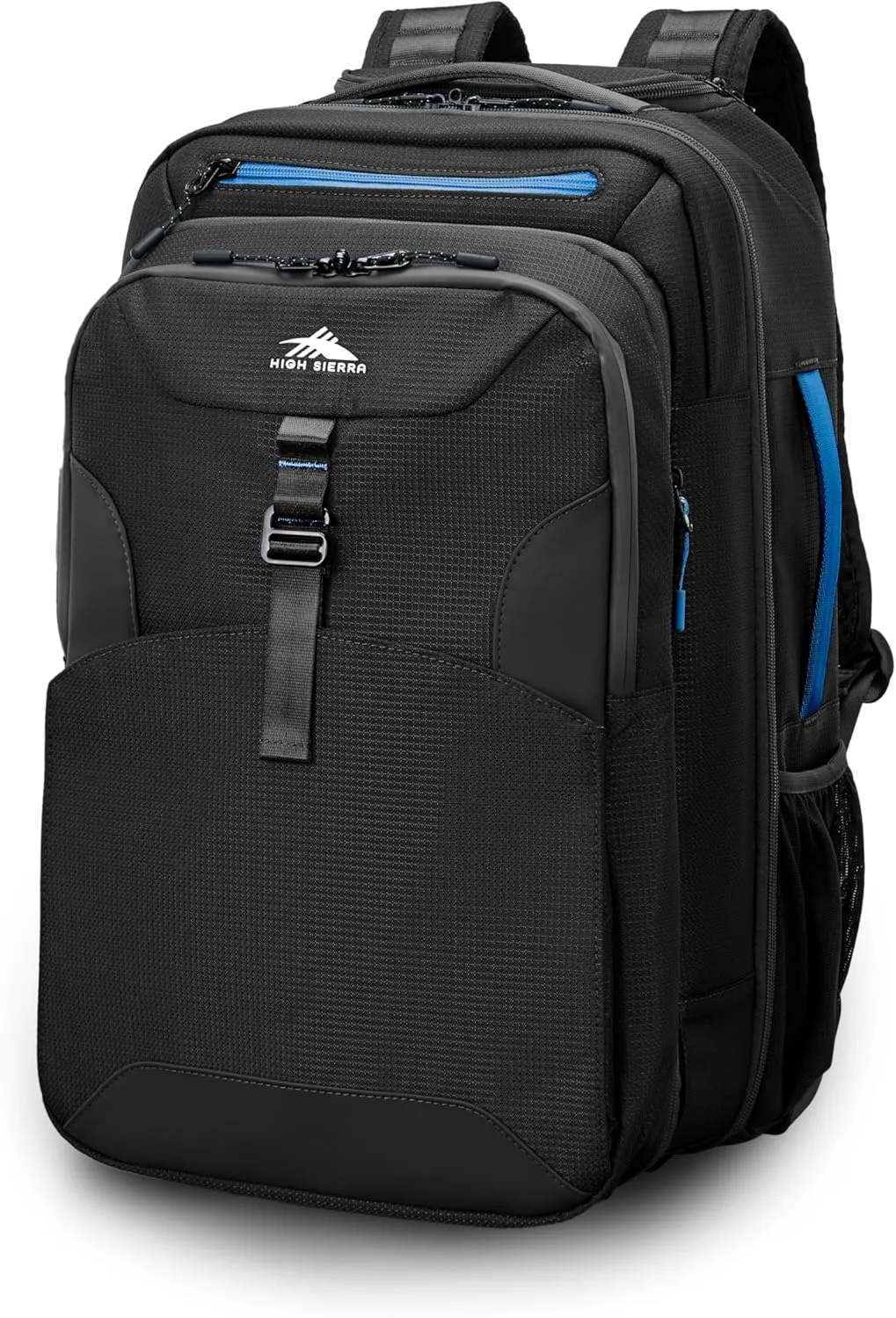 High Sierra Hi-Life 3-in-1 Convertible Wheeled Backpack-Removable Daypack, Stack-It Strap, Adjustable Handle, Black/Blue