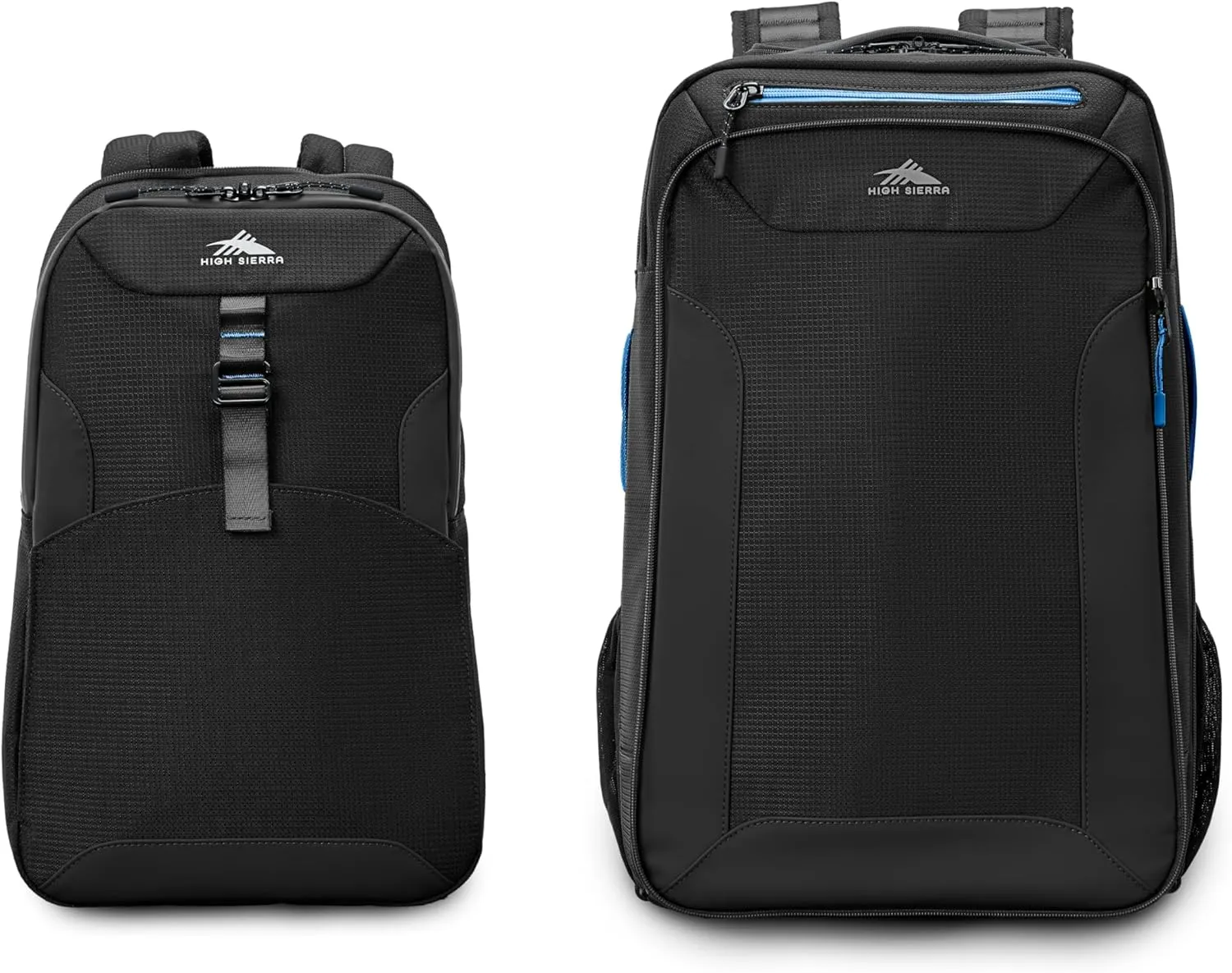 High Sierra Hi-Life 3-in-1 Convertible Wheeled Backpack-Removable Daypack, Stack-It Strap, Adjustable Handle, Black/Blue