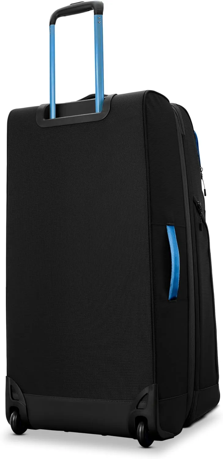 High Sierra Hi-Life 31-Inch Large Wheeled Duffle - Features Smooth Rolling Wheels, WetPak Pockets, Stack-It Strap, Adjustable Handle, Fleece Pocket, Padded Laptop Sleeve, Expandable - Blue/Black