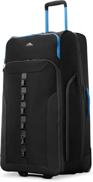 High Sierra Hi-Life 31-Inch Large Wheeled Duffle - Features Smooth Rolling Wheels, WetPak Pockets, Stack-It Strap, Adjustable Handle, Fleece Pocket, Padded Laptop Sleeve, Expandable - Blue/Black