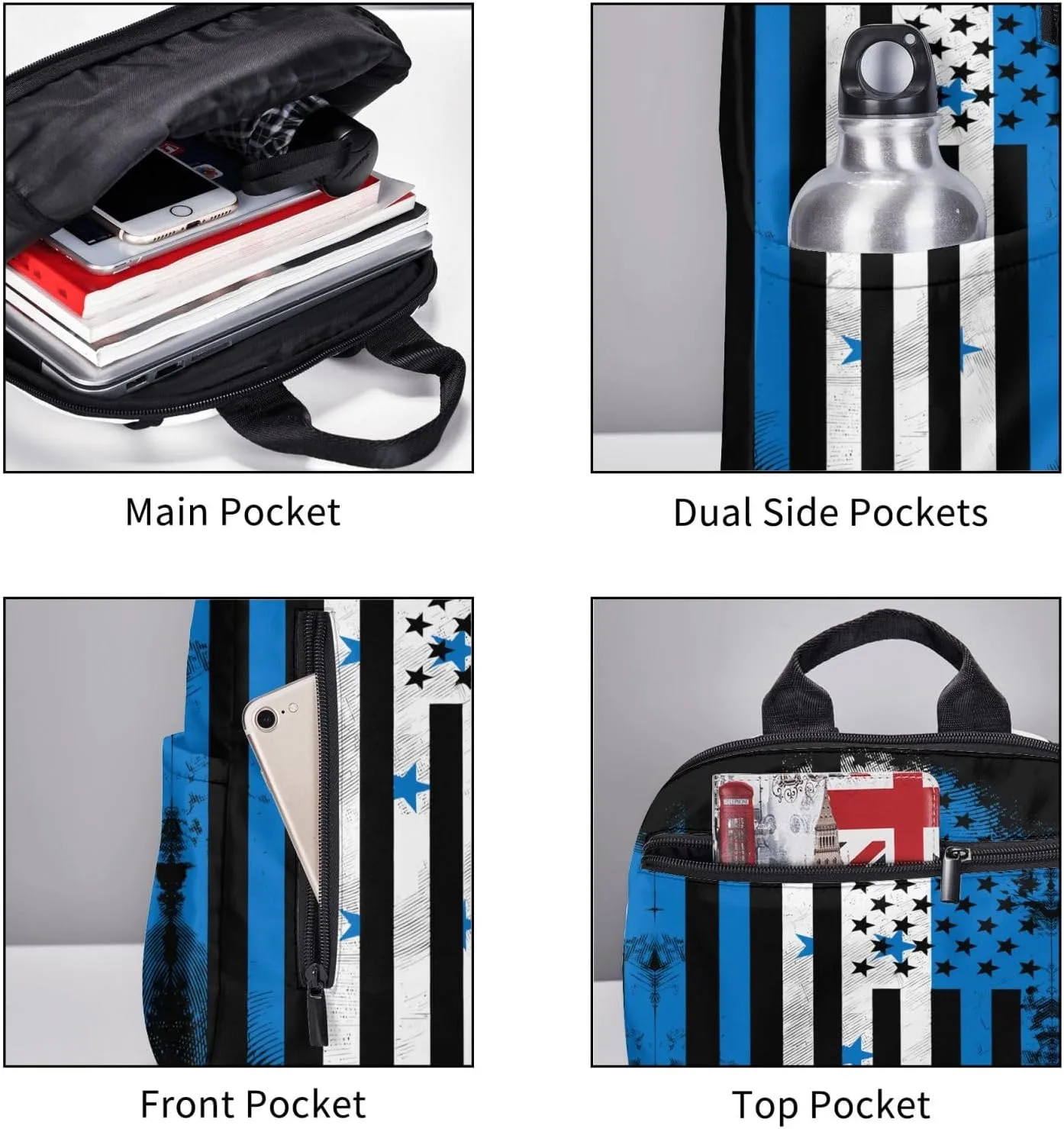 Honduran American Flag Casual Backpacks Large Capacity Laptop Backpack Sports Fitness Rucksack Travel Carry-On Daypack Work Bag for Outdoor Camping