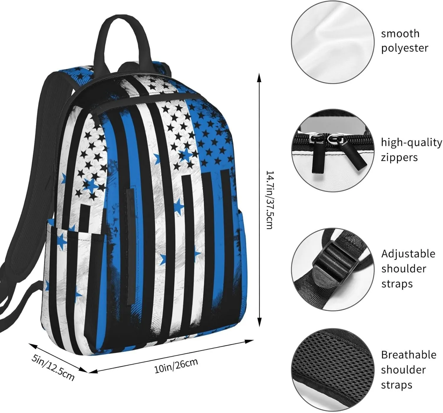 Honduran American Flag Casual Backpacks Large Capacity Laptop Backpack Sports Fitness Rucksack Travel Carry-On Daypack Work Bag for Outdoor Camping