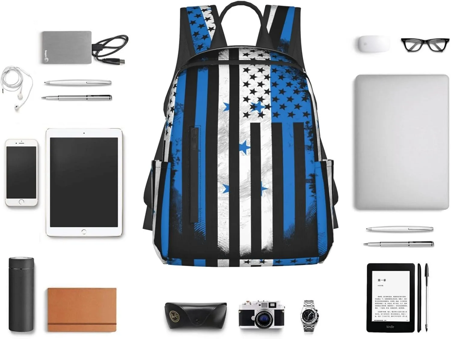 Honduran American Flag Casual Backpacks Large Capacity Laptop Backpack Sports Fitness Rucksack Travel Carry-On Daypack Work Bag for Outdoor Camping
