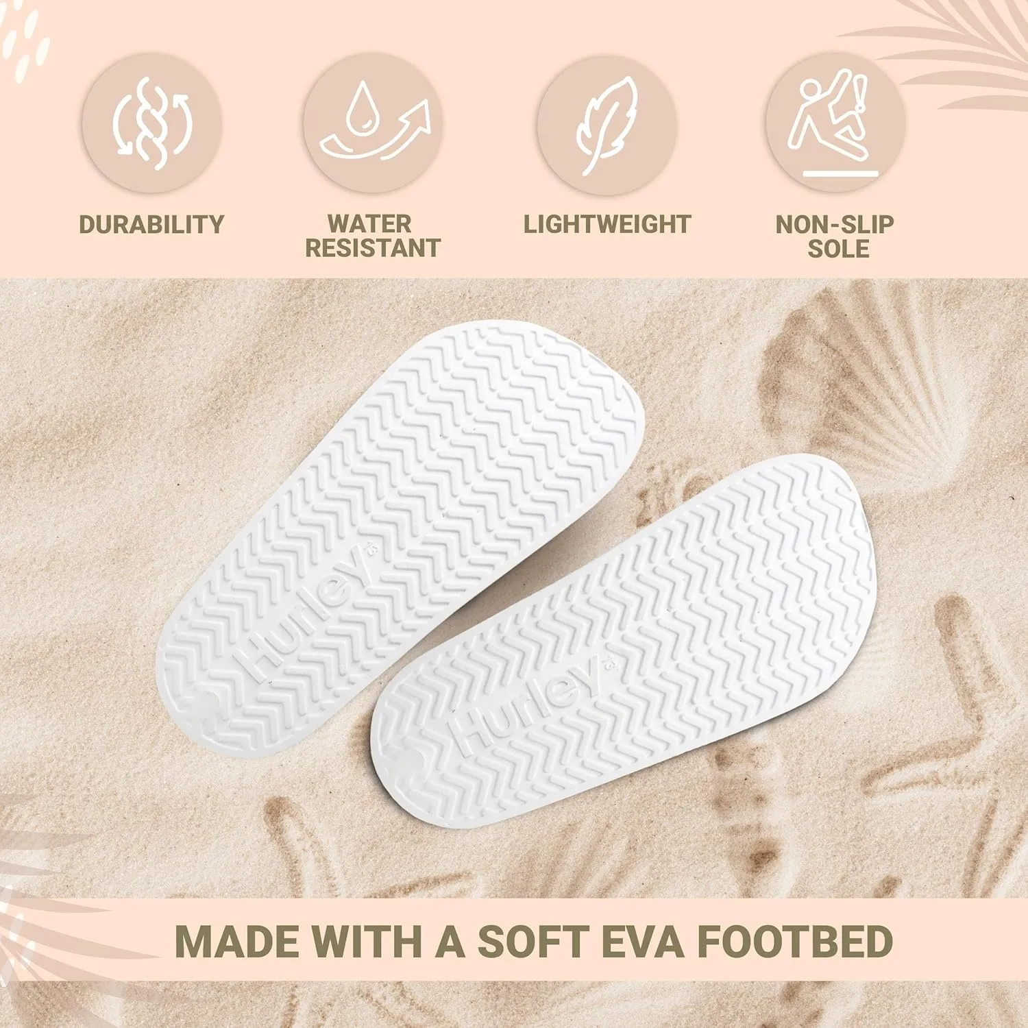 Hurley Naia Comfortable Slip-On Kids Sandals, Cute Girls' Slides for Indoor and Outdoor, Shower Slides for The Beach and Pool