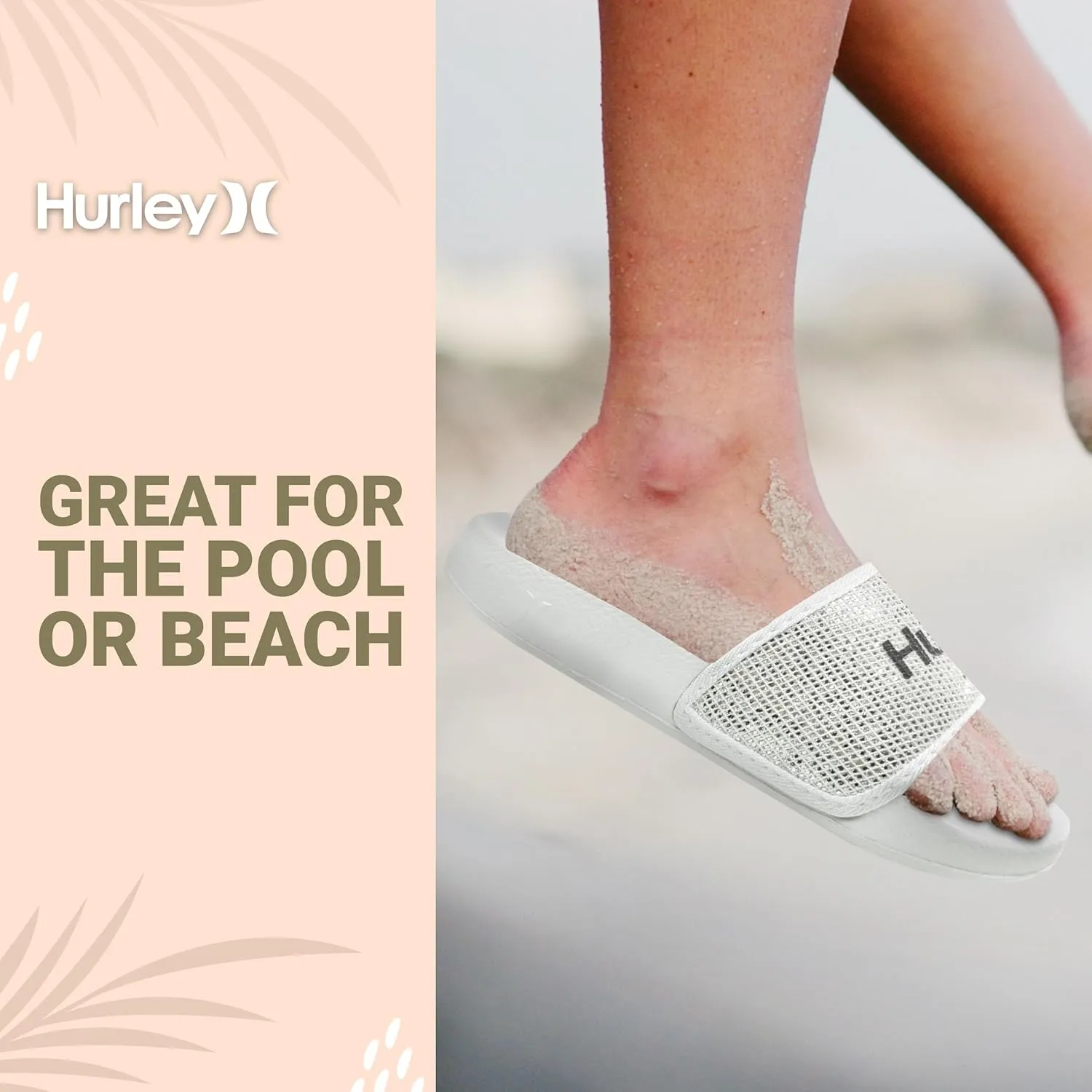 Hurley Naia Comfortable Slip-On Kids Sandals, Cute Girls' Slides for Indoor and Outdoor, Shower Slides for The Beach and Pool