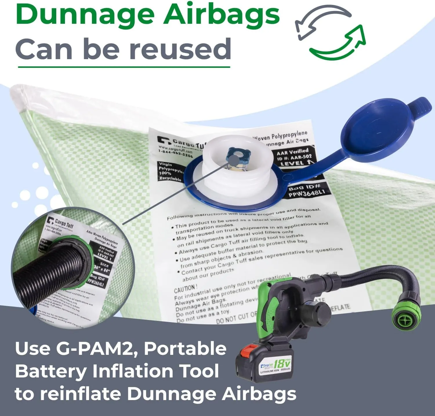 IDL Packaging 36" x 84" Dunnage Airbags, Woven Polypropylene, Level 1 - Fill The Void in Trucks and Intermodal Shipments, Reusable - Cargo Securing Solution for Container Stuffing
