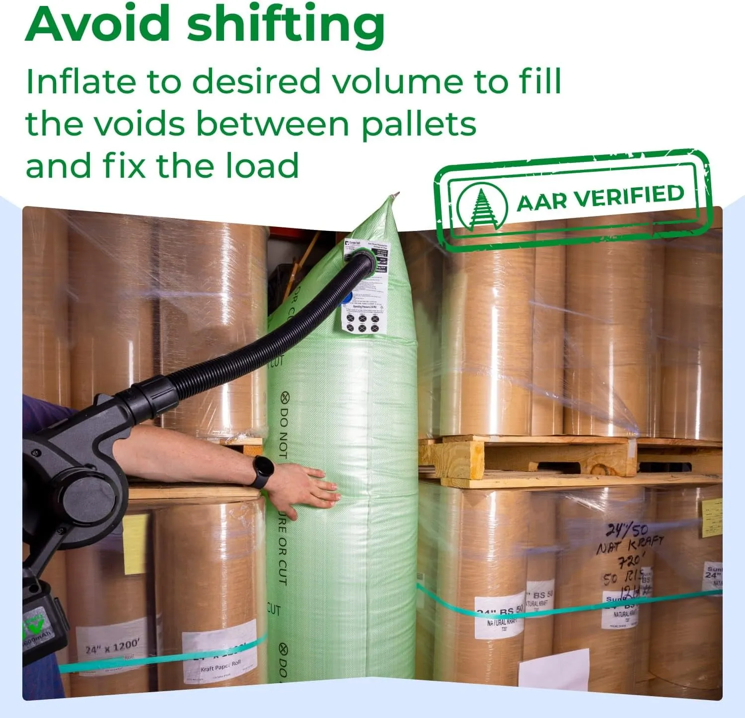 IDL Packaging 36" x 84" Dunnage Airbags, Woven Polypropylene, Level 1 - Fill The Void in Trucks and Intermodal Shipments, Reusable - Cargo Securing Solution for Container Stuffing