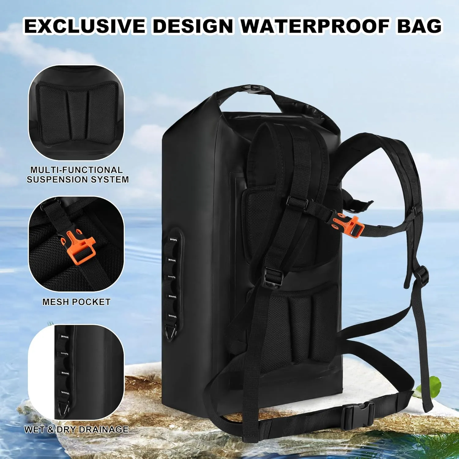 IDRYBAG Waterproof Backpack for Men Women Dry Bags Waterproof Bags for Kayaking