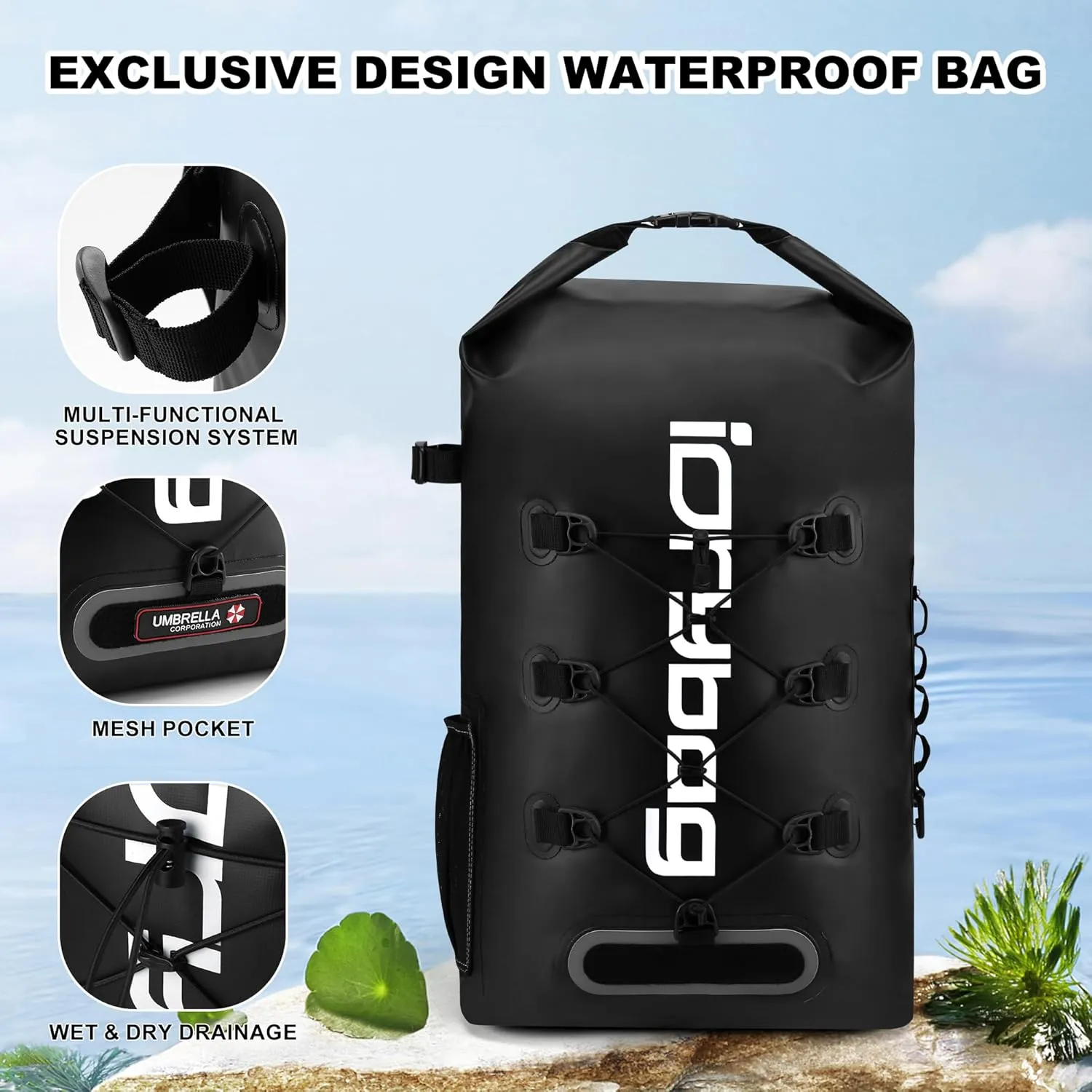 IDRYBAG Waterproof Backpack for Men Women Dry Bags Waterproof Bags for Kayaking