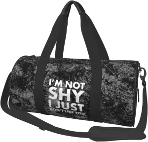 I'm Not Shy I Just Don't Like You Convertible Garment Bag with Shoulder Strap, Carry on Garment Duffel Bag for Men Women - Rolling Foldable for Travel Luggage Bags (Black)