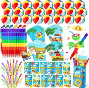 INNOCHEER Pool Party Favors Beach Party Favors for Kids 3-4-5-8-12, 120 PCS Goodie Bags Stuffers for Kids Summer Toys, Beach Balls, Crayons, Coloring Books Beach Pool Toys for Kids Ages 4-8-12