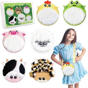IROLEHOME Plush Purse Farm Animal Sewing Kit for Kids My First Felt Sewing Kit for Beginners Embroidery Bag Toy As Birthday Gift, Craft Kits for Kids Ages 4-12