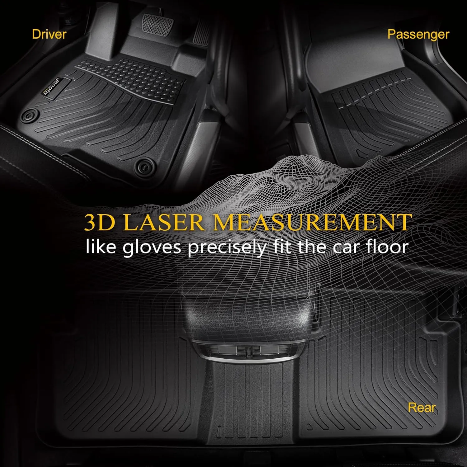 Jenofa-Car Floor Mats & Cargo Liner for Audi Q3 2019-2025 All Weather Floor Mats Set Custom for Q3 Full Set Waterproof Durable Floor Liners for 2024 Audi Q3 Accessories Black