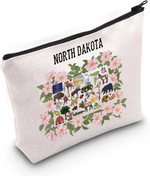 JNIAP North Dakota Beach Gift North Dakota Souvenir Cosmetic Bag State Love Gift (North Dakota Bag)