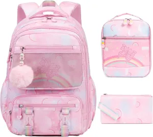Kawaii Backpack Starry Rainbow Bookbag For Boy Girl